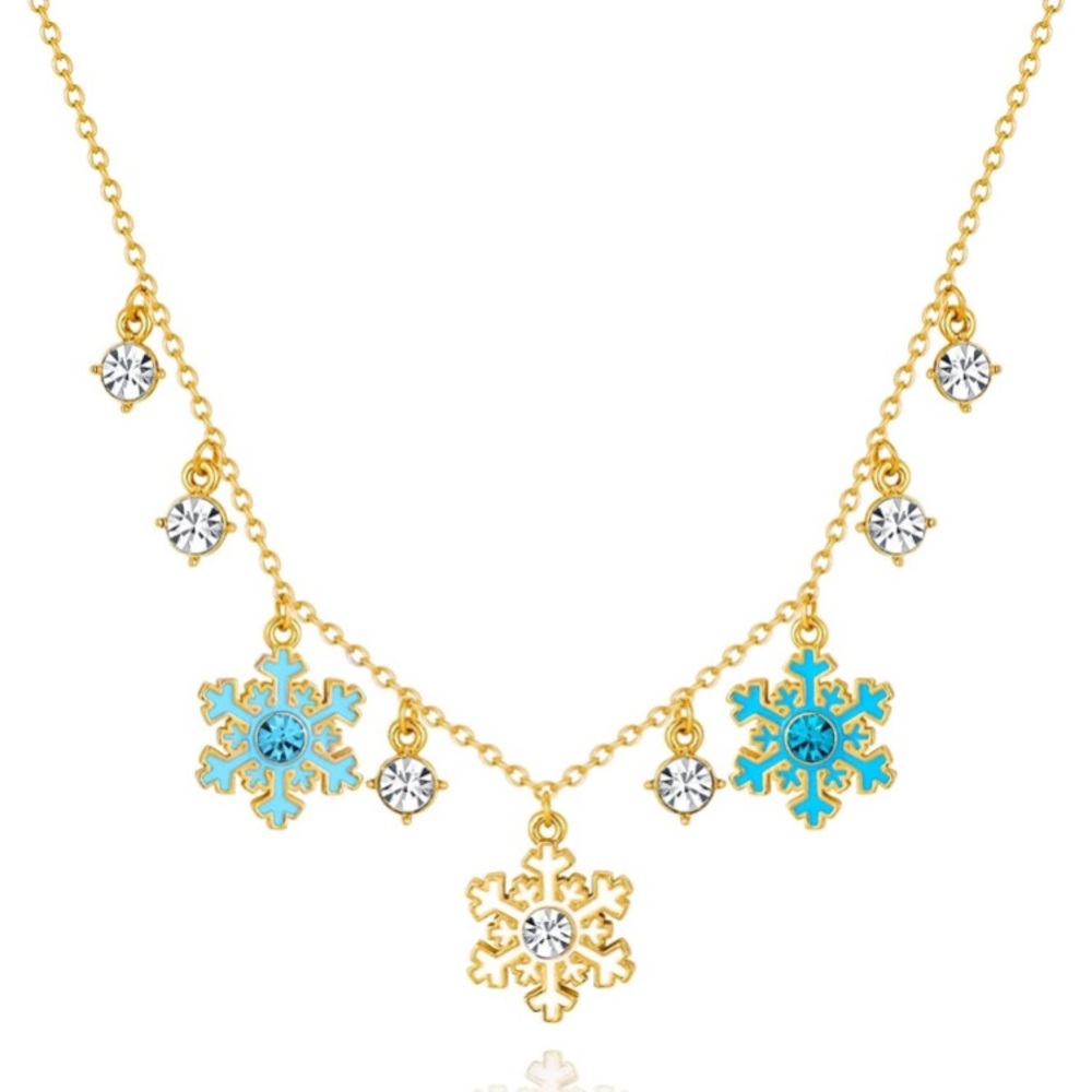 Gold and Blue Snowflake Necklace